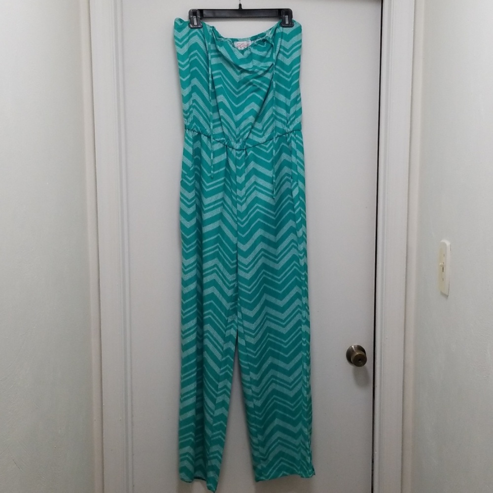Teal Chevron Jumpsuit